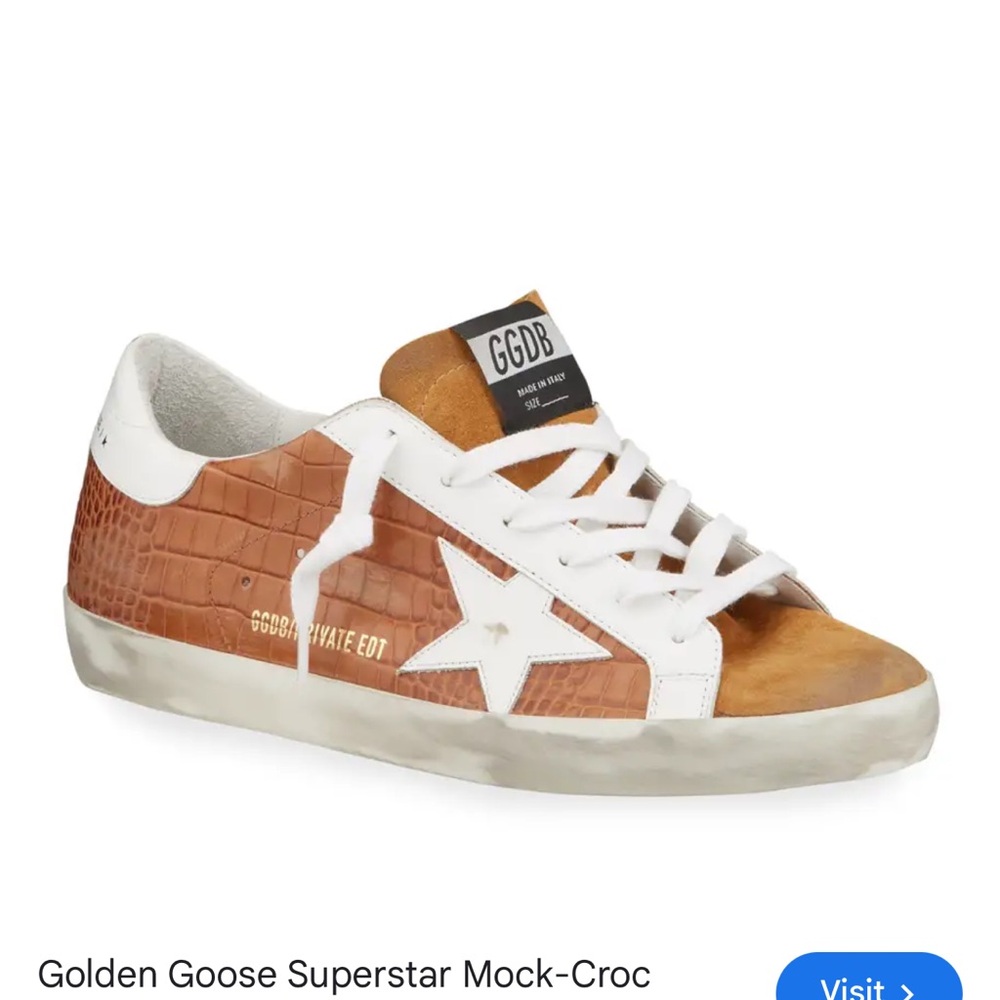 Golden Goose Brown and White Mock-Croc Sneakers